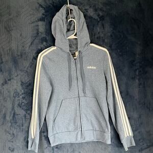 Adidas Blue Full Zip Casual 3 Stripe‎ Sweater Womans Size Medium